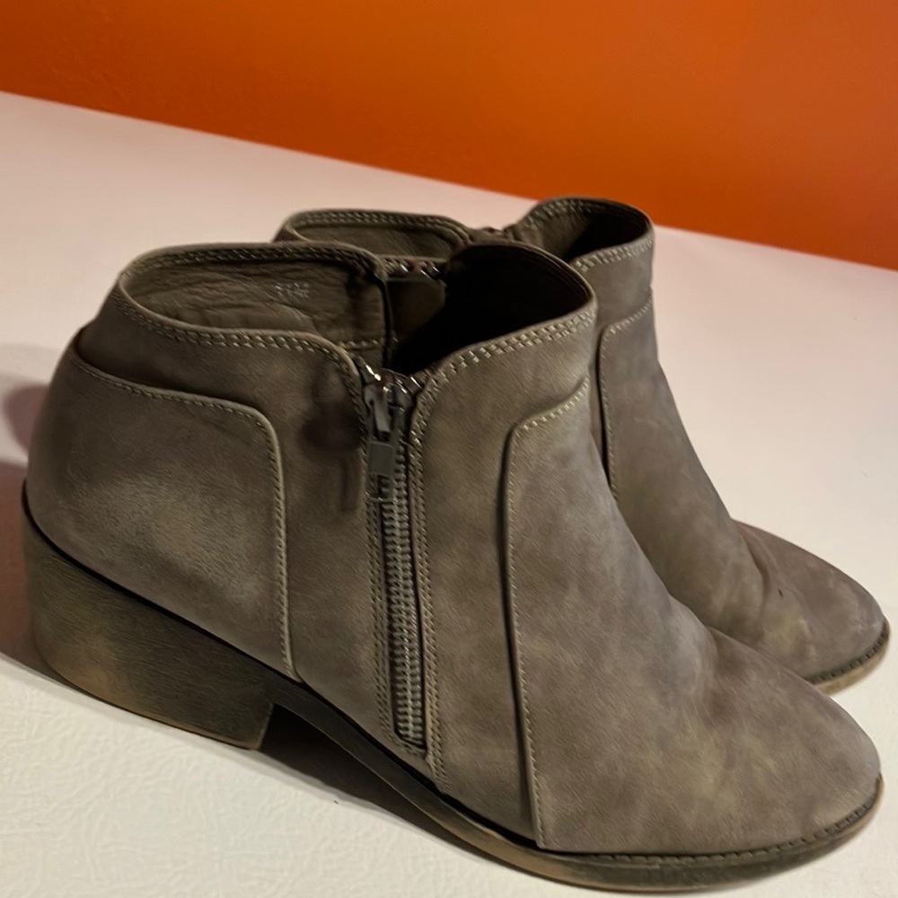 Maurices Gray Ankle Boots with Suede Texture and Side Zippers